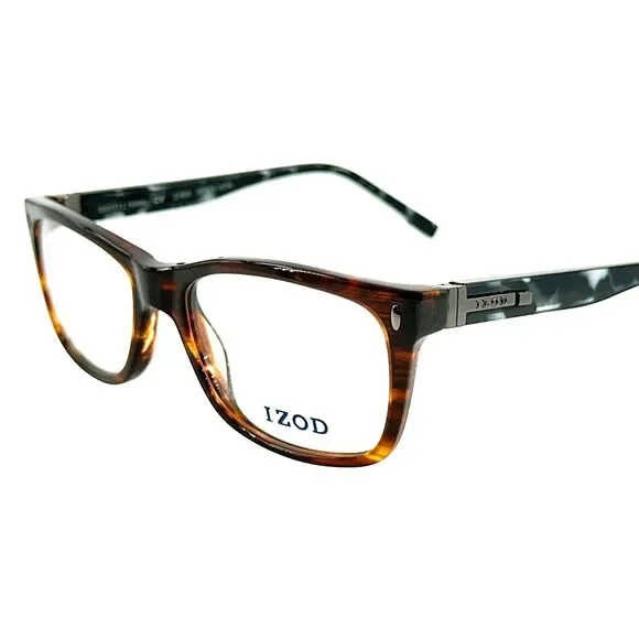 Izod 6003 Mens Plastic Eyeglass Frame Brown Horn 53-17 Spring Hinges